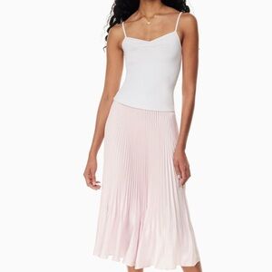 Aritzia Wilfred Pink Twirl Satin Pleated Skirt
